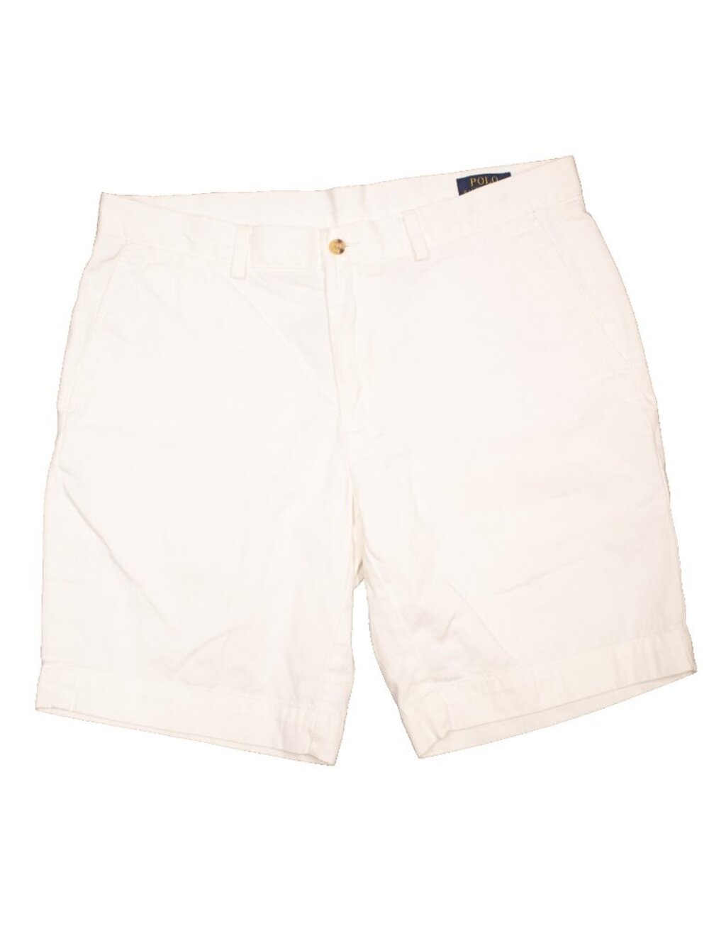 Polo Ralph Lauren Shorts Cotton White Flat Front Twill Classic 9" - 34" Waist